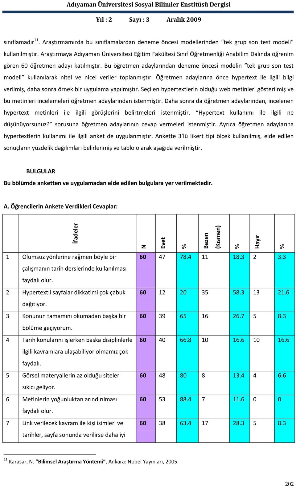 Araştırmaya Adıyaman Üniversitesi Eğitim Fakültesi Sınıf Öğretmenliği Anabilim Dalında öğrenim gören 60 öğretmen adayı katılmıştır.