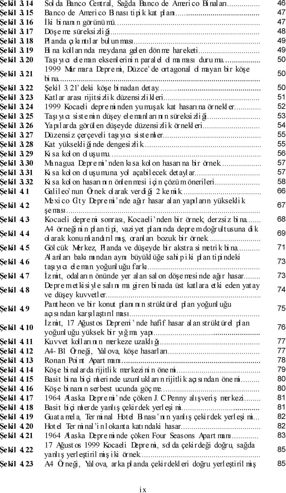 .. 50 Şekil 3. 21 1999 Mar mara Depre mi, Düzce de ortagonal ol mayan bir köşe bi na... 50 Şekil 3. 22 Şekil 3. 21 deki köşe bi nadan detay... 50 Şekil 3. 23 Katlar arası rijitsizlik düzensizlikleri.