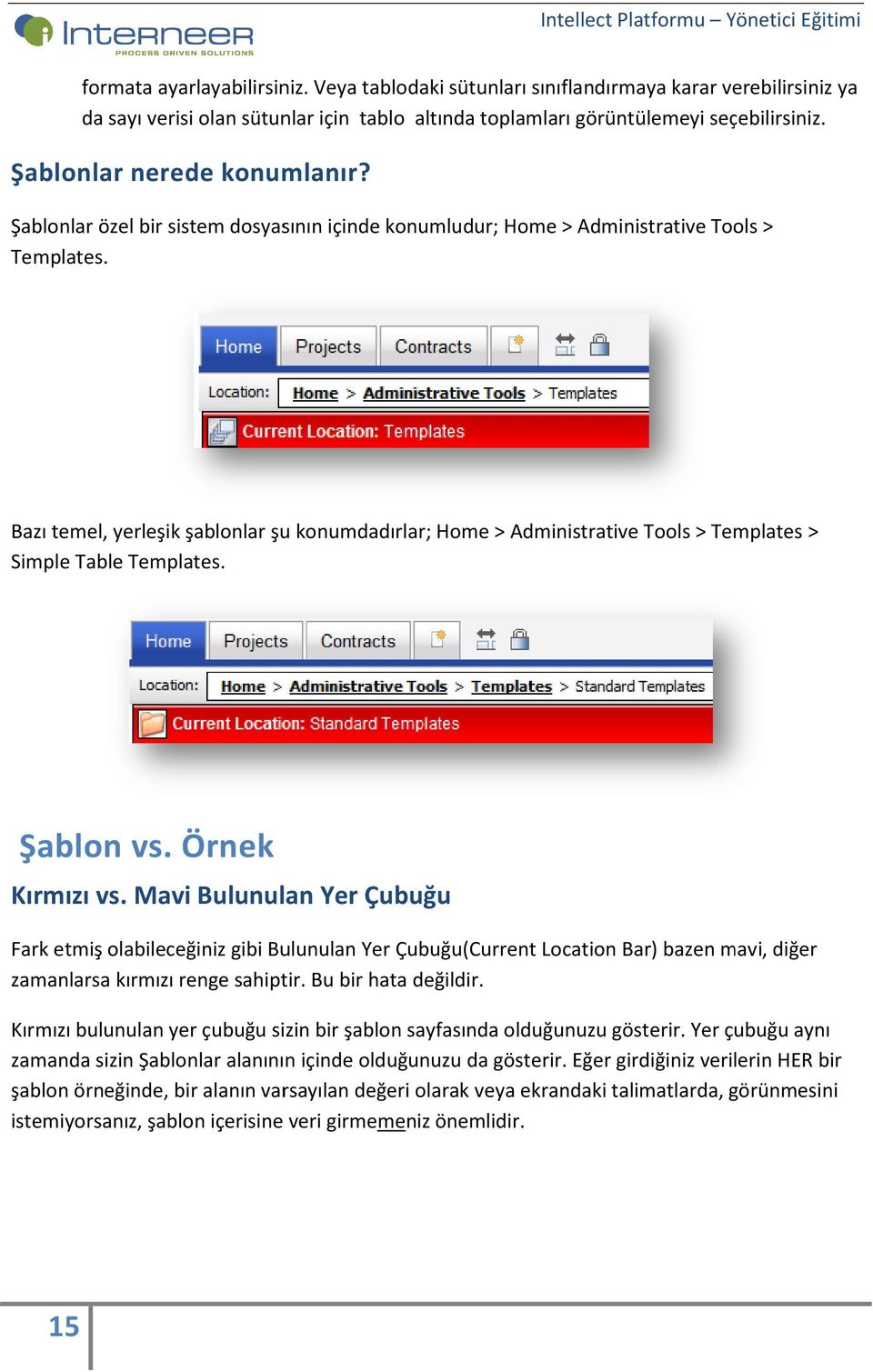 Bazı temel, yerleşik şablonlar şu konumdadırlar; Home > Administrative Tools > Templates > Simple Table Templates. Şablon vs. Örnek Kırmızı vs.