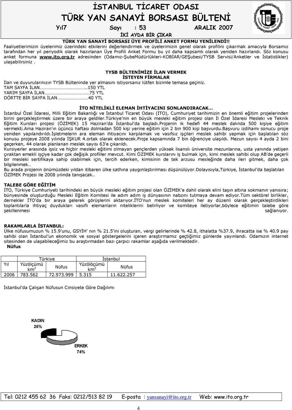 Formu bu yıl daha kapsamlı olarak yeniden hazırlandı. Söz konusu anket formuna www.ito.org.