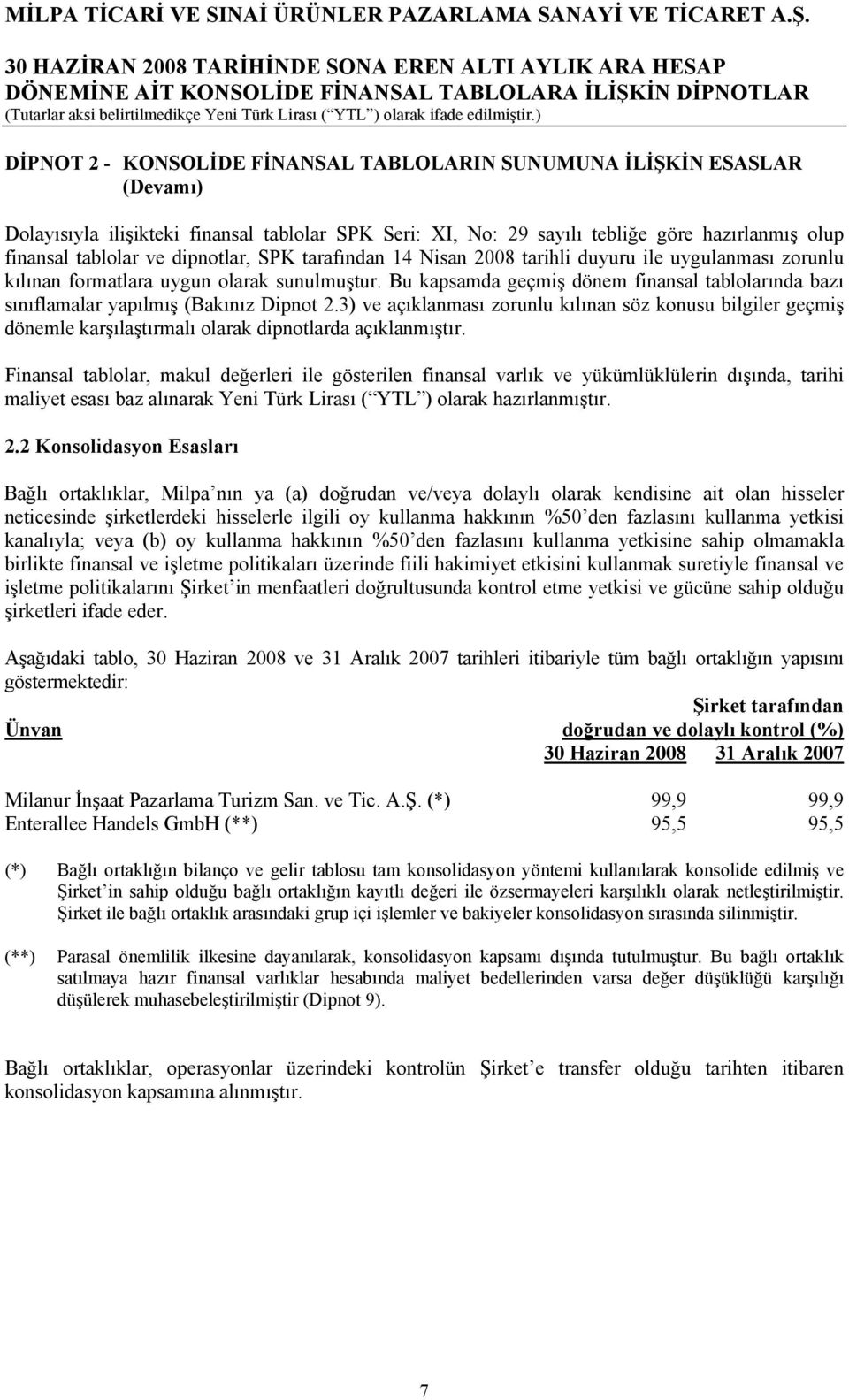 Bu kapsamda geçmiş dönem finansal tablolarında bazı sınıflamalar yapılmış (Bakınız Dipnot 2.