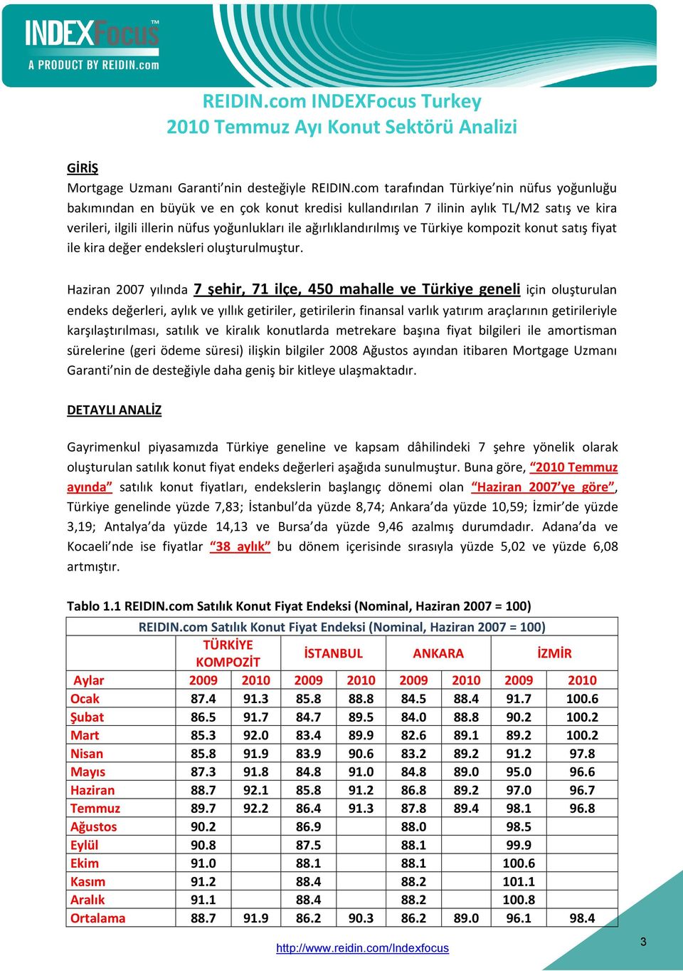 ağırlıklandırılmış ve Türkiye kompozit konut satış fiyat ile kira değer endeksleri oluşturulmuştur.