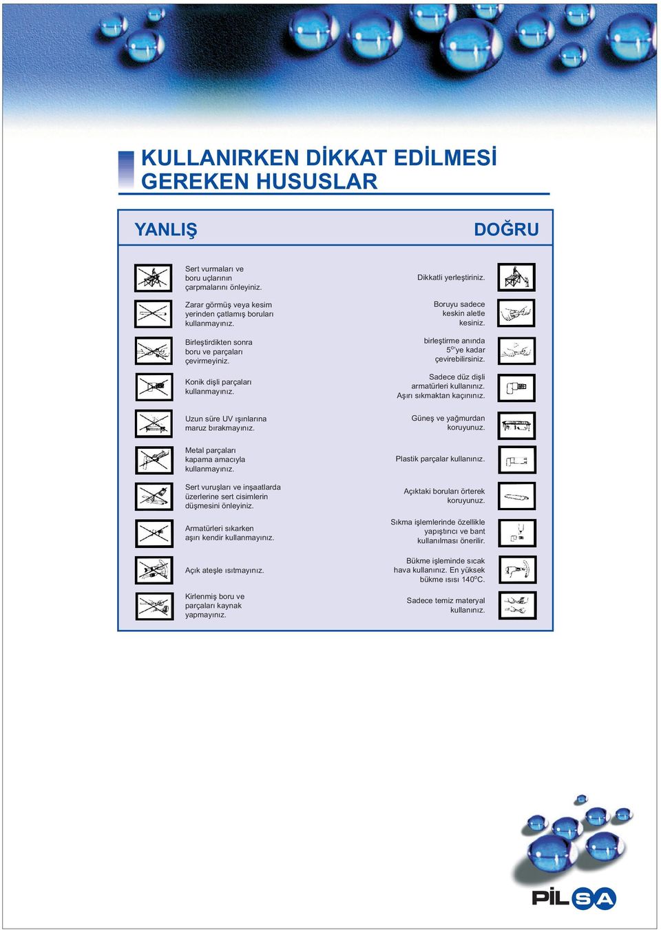 birleþtirme anýna o ye kaar çevirebilirsiniz. Saece üz iþli armatürleri kullanýnýz. Aþýrý sýkmaktan kaçýnýnýz. Güneþ ve yaðmuran koruyunuz. Metal parçalarý kapama amacýyla kullanmayýnýz.