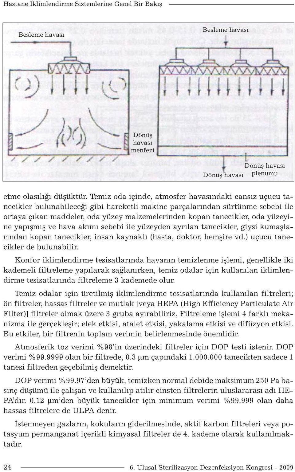 tanecikler, oda yüzeyine yapışmış ve hava akımı sebebi ile yüzeyden ayrılan tanecikler, giysi kumaşlarından kopan tanecikler, insan kaynaklı (hasta, doktor, hemşire vd.