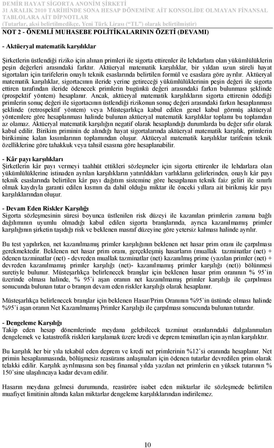 Aktüeryal matematik karşılıklar, sigortacının ileride yerine getireceği yükümlülüklerinin peşin değeri ile sigorta ettiren tarafından ileride ödenecek primlerin bugünkü değeri arasındaki farkın