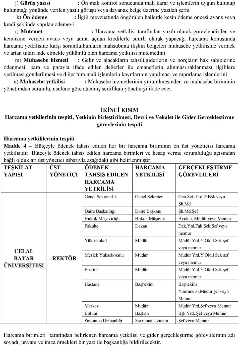 kredilerle sınırlı olarak yapacağı harcama konusunda harcama yetkilisine karşı sorumlu,bunların mahsubuna ilişkin belgeleri muhasebe yetkilisine vermek ve artan tutarı iade etmekle yükümlü olan