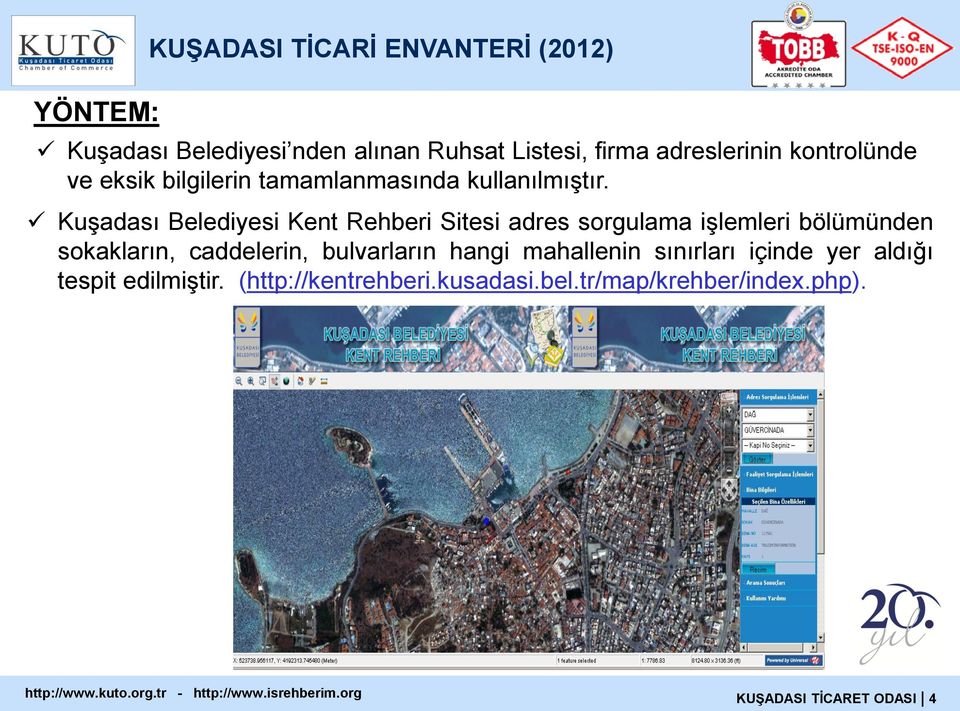 Kuşadası Belediyesi Kent Rehberi Sitesi adres sorgulama işlemleri bölümünden sokakların,