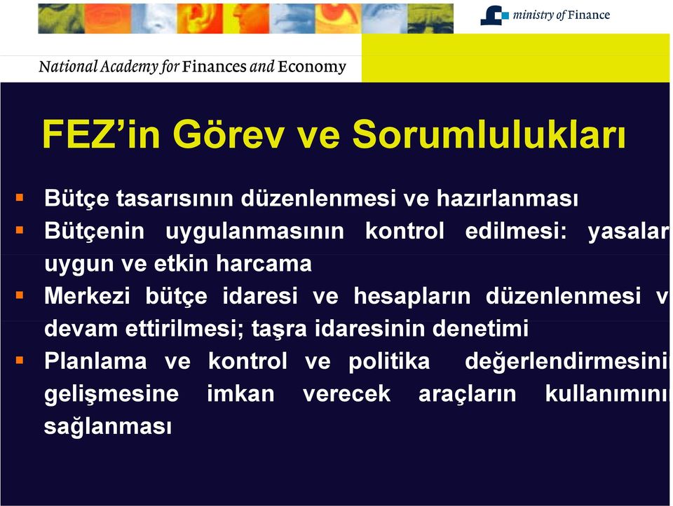 hesapların düzenlenmesi ve devam ettirilmesi; il i taşra idaresinini i denetimi i Planlama ve