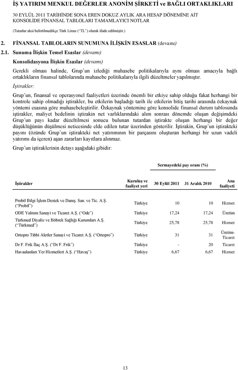 tablolarında muhasebe politikalarıyla ilgili düzeltmeler yapılmıģtır.