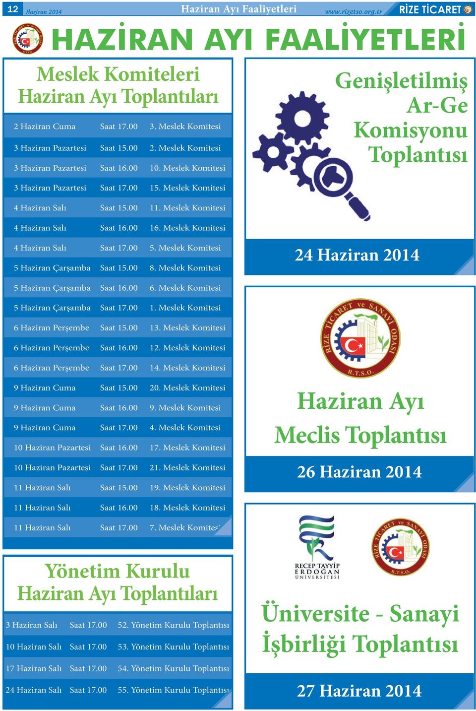 Meslek Komitesi Haziran Ayı Faaliyetleri RİZE TİCARET HAZİRAN AYI FAALİYETLERİ Meslek Komiteleri Haziran Ayı Toplantıları Genişletilmiş Ar-Ge Komisyonu Toplantısı 4 Haziran Salı Saat 17.00 5.