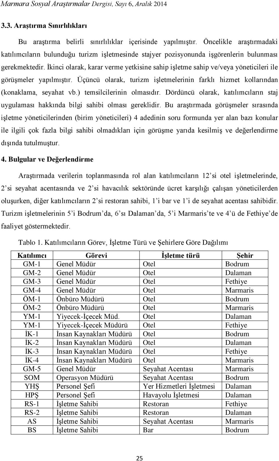 İkinci olarak, karar verme yetkisine sahip işletme sahip ve/veya yöneticileri ile görüşmeler yapılmıştır. Üçüncü olarak, turizm işletmelerinin farklı hizmet kollarından (konaklama, seyahat vb.