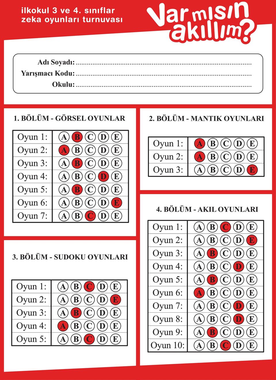 BÖLÜM - MANTIK OYUNLARI 4.