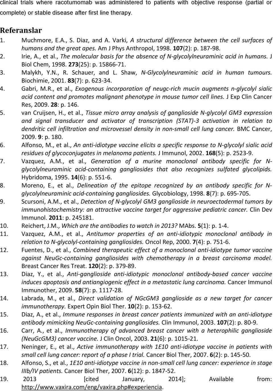 , The molecular basis for the absence of N-glycolylneuraminic acid in humans. J Biol Chem, 1998. 273(25): p. 15866-71. 3. Malykh, Y.N., R. Schauer, and L.