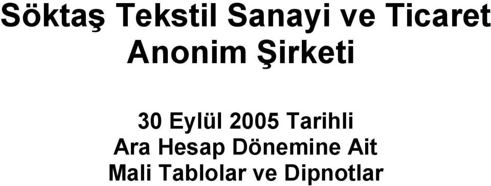 Eylül 2005 Tarihli Ara Hesap