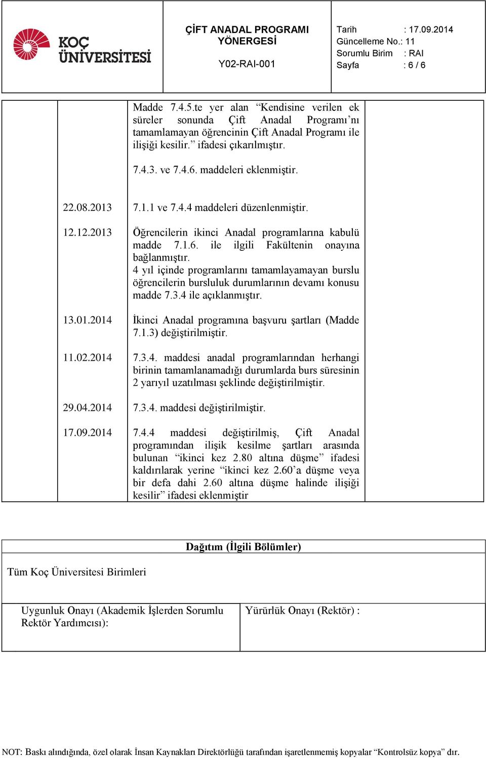 4 yıl içinde programlarını tamamlayamayan burslu öğrencilerin bursluluk durumlarının devamı konusu madde 7.3.4 ile açıklanmıştır. İkinci Anadal programına başvuru şartları (Madde 7.1.