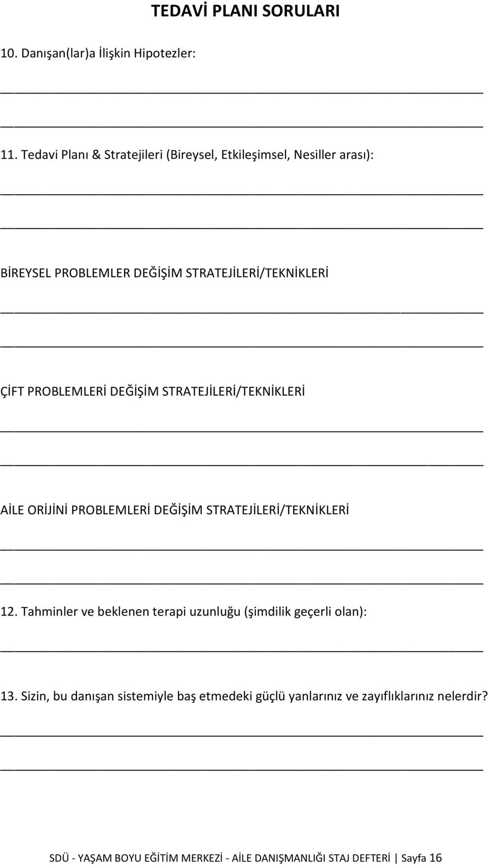 PROBLEMLERİ DEĞİŞİM STRATEJİLERİ/TEKNİKLERİ AİLE ORİJİNİ PROBLEMLERİ DEĞİŞİM STRATEJİLERİ/TEKNİKLERİ 12.