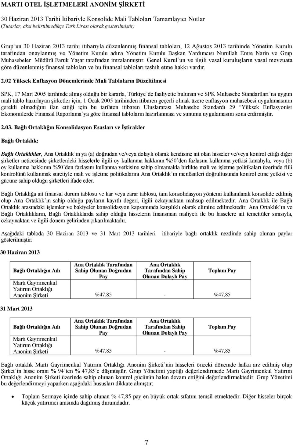 Genel Kurul un ve ilgili yasal kuruluşların yasal mevzuata göre düzenlenmiş finansal tabloları ve bu finansal tabloları tashih etme hakkı vardır. 2.