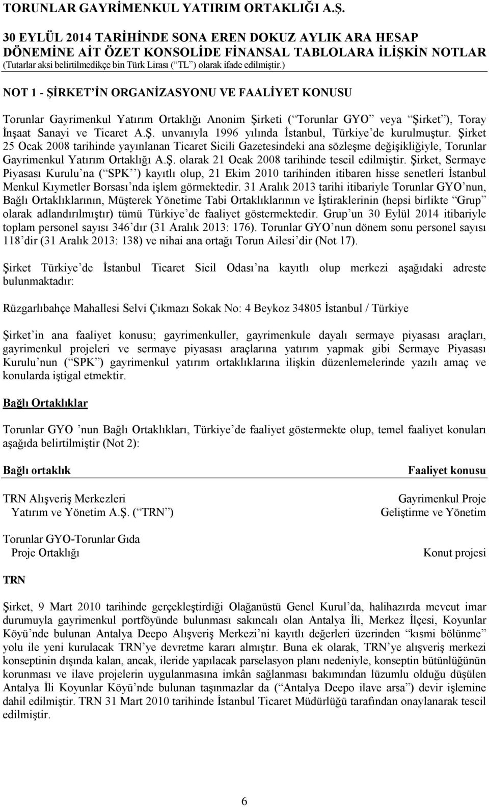 Şirket, Sermaye Piyasası Kurulu na ( SPK ) kayıtlı olup, 21 Ekim 2010 tarihinden itibaren hisse senetleri İstanbul Menkul Kıymetler Borsası nda işlem görmektedir.