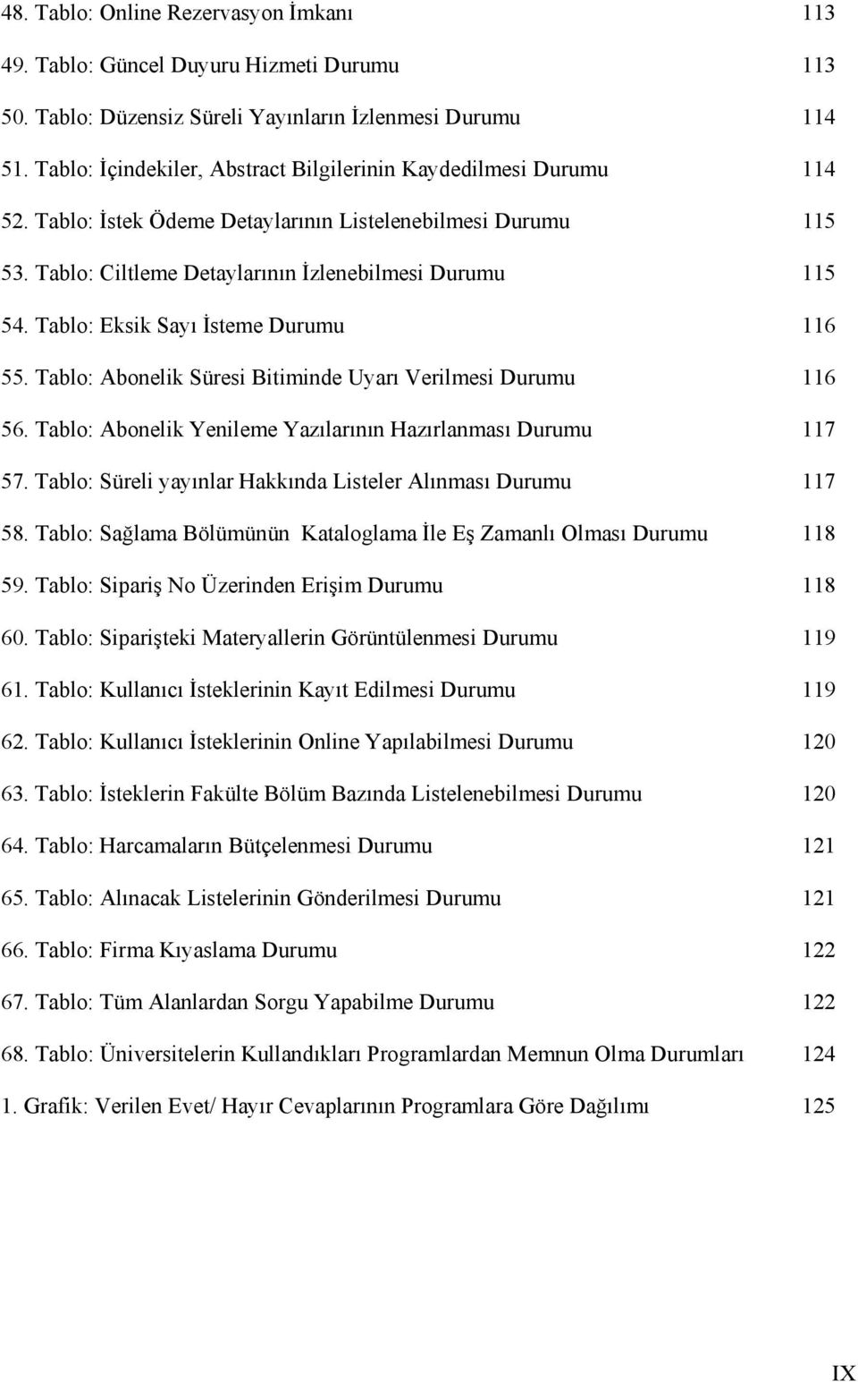 Tablo: Eksik Sayı İsteme Durumu 116 55. Tablo: Abonelik Süresi Bitiminde Uyarı Verilmesi Durumu 116 56. Tablo: Abonelik Yenileme Yazılarının Hazırlanması Durumu 117 57.