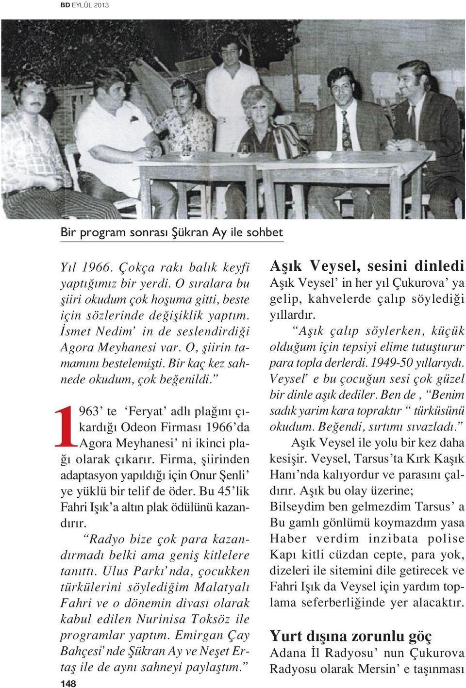 1963 te Feryat adl pla n ç - kard Odeon Firmas 1966 da Agora Meyhanesi ni ikinci pla- olarak ç kar r. Firma, fliirinden adaptasyon yap ld için Onur fienli ye yüklü bir telif de öder.