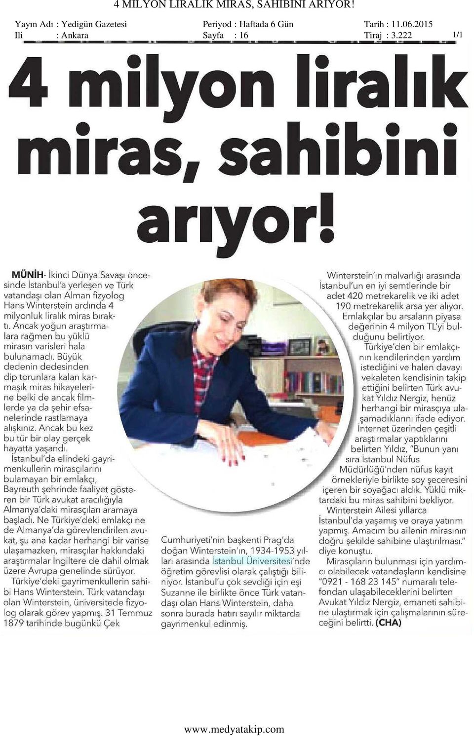 Yayın Adı : Yedigün Gazetesi Periyod :