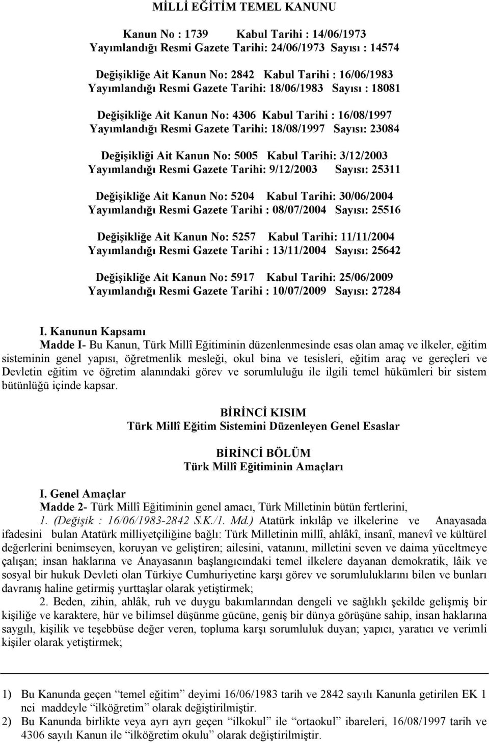 Tarihi: 3/12/2003 Yayımlandığı Resmi Gazete Tarihi: 9/12/2003 Sayısı: 25311 Değişikliğe Ait Kanun No: 5204 Kabul Tarihi: 30/06/2004 Yayımlandığı Resmi Gazete Tarihi : 08/07/2004 Sayısı: 25516