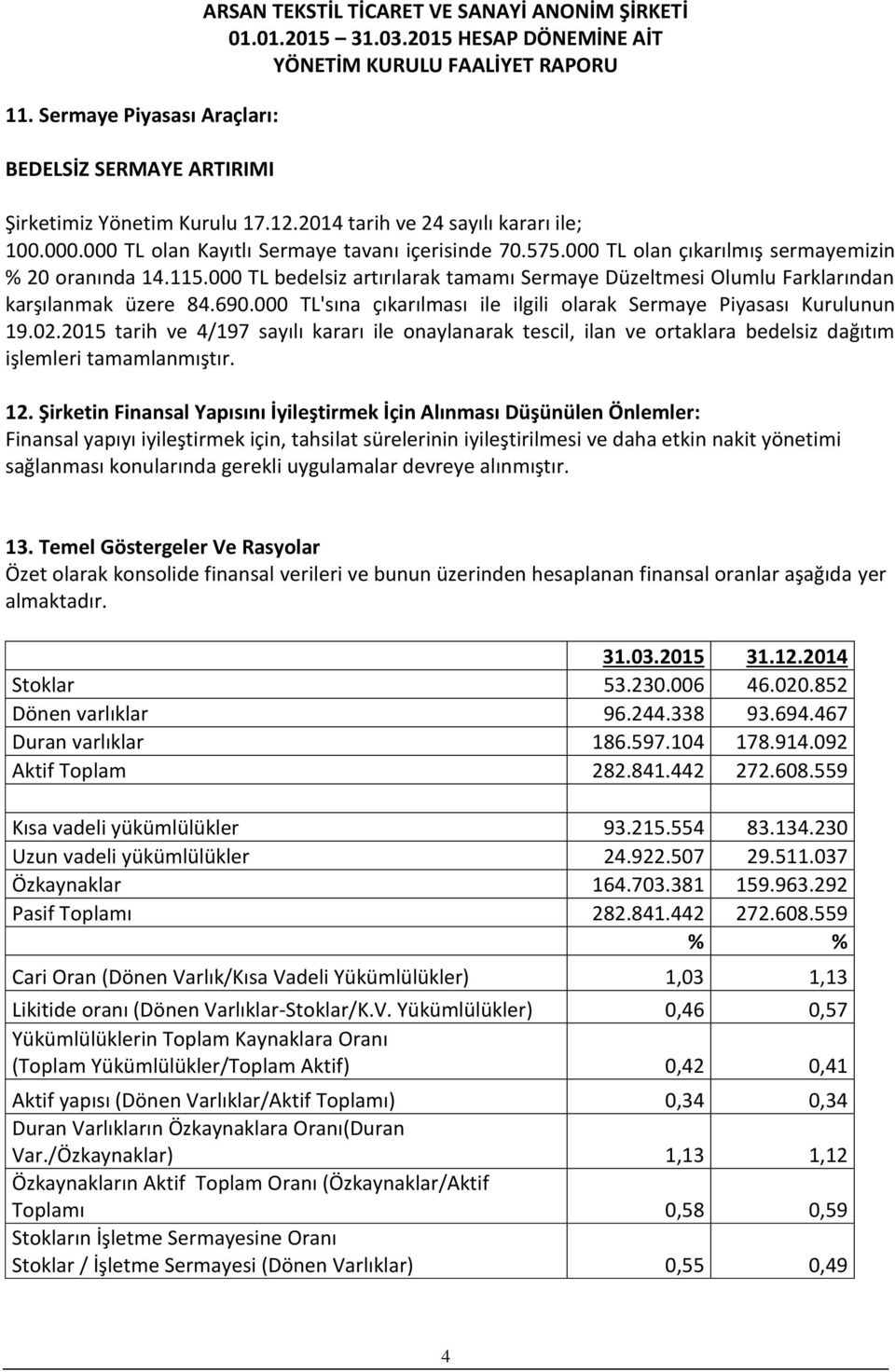 000 TL bedelsiz artırılarak tamamı Sermaye Düzeltmesi Olumlu Farklarından karşılanmak üzere 84.690.000 TL'sına çıkarılması ile ilgili olarak Sermaye Piyasası Kurulunun 19.02.