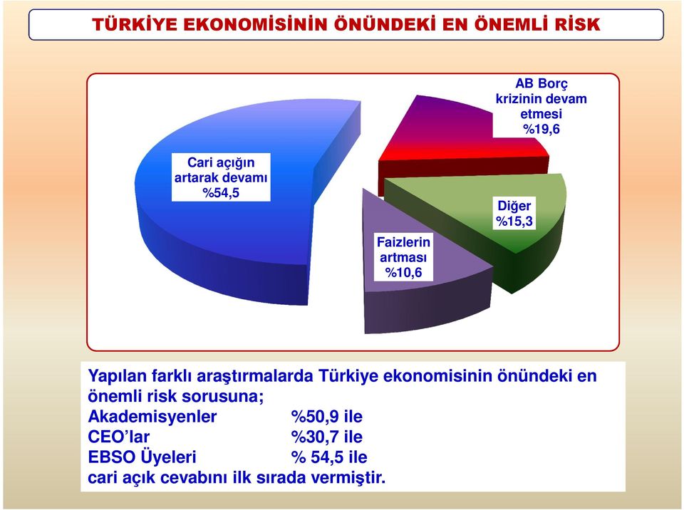 araştırmalarda Türkiye ekonomisinin önündeki en önemli risk sorusuna; Akademisyenler