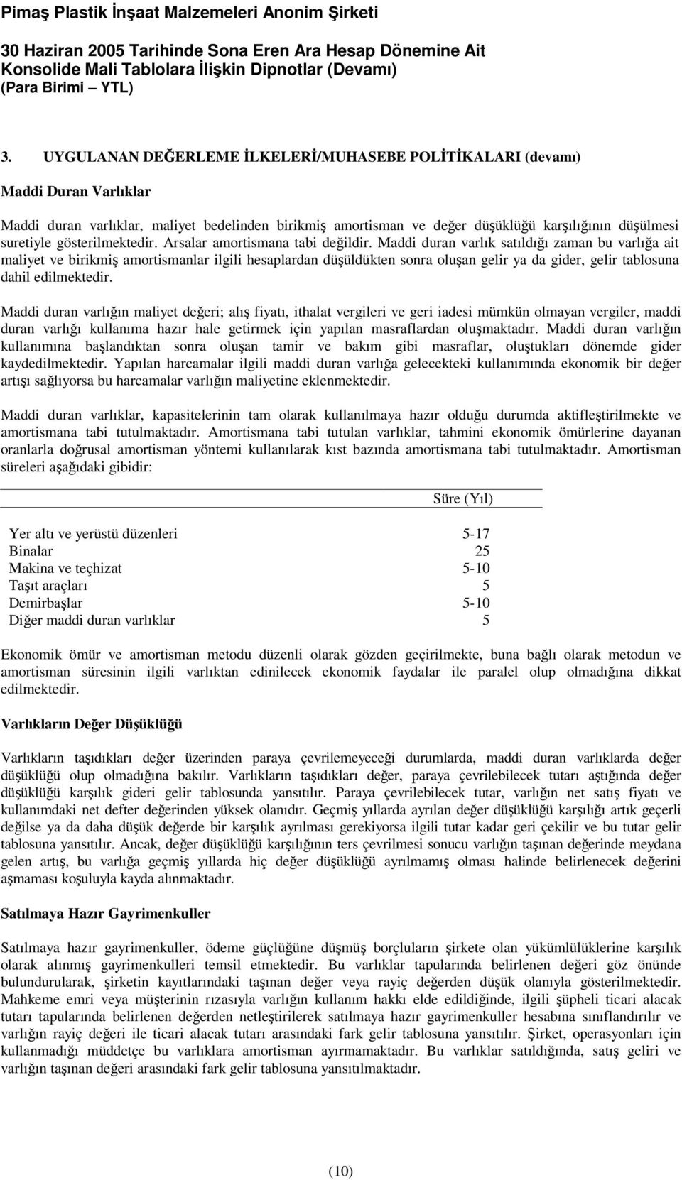 Maddi duran varlık satıldıı zaman bu varlıa ait maliyet ve birikmi amortismanlar ilgili hesaplardan düüldükten sonra oluan gelir ya da gider, gelir tablosuna dahil edilmektedir.