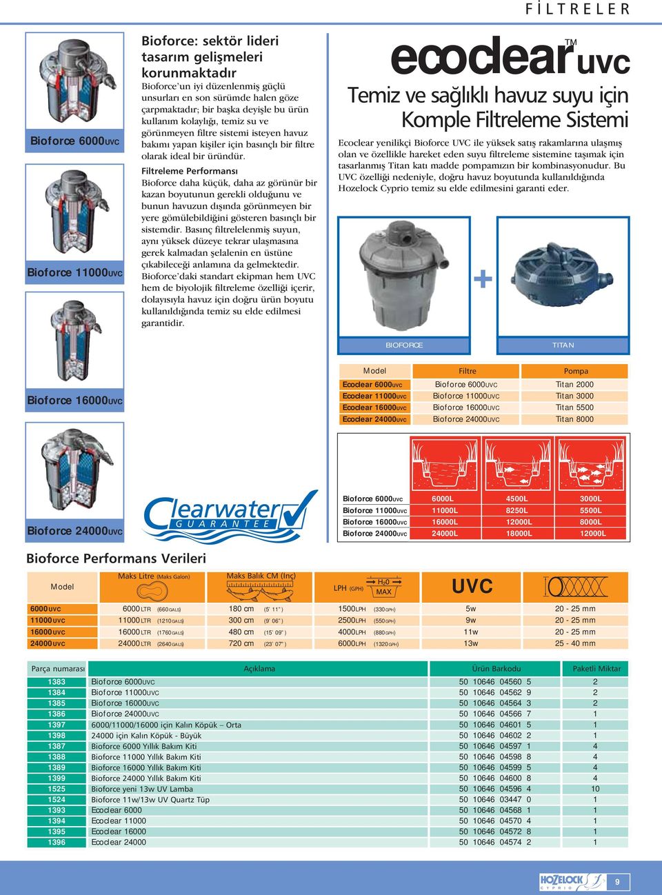 Filtreleme Performansı Bioforce daha küçük, daha az görünür bir kazan boyutunun gerekli olduœunu ve bunun havuzun dı ında görünmeyen bir yere gömülebildiœini gösteren basınçlı bir sistemdir.