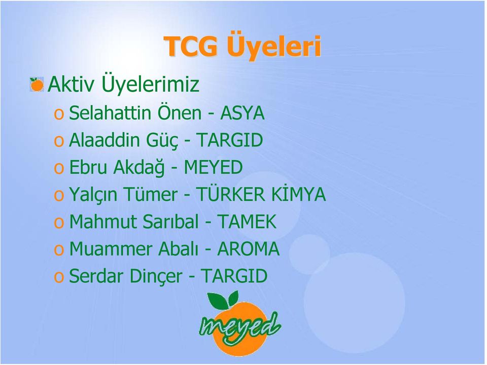 o Yalçın Tümer - TÜRKER KİMYA o Mahmut Sarıbal -