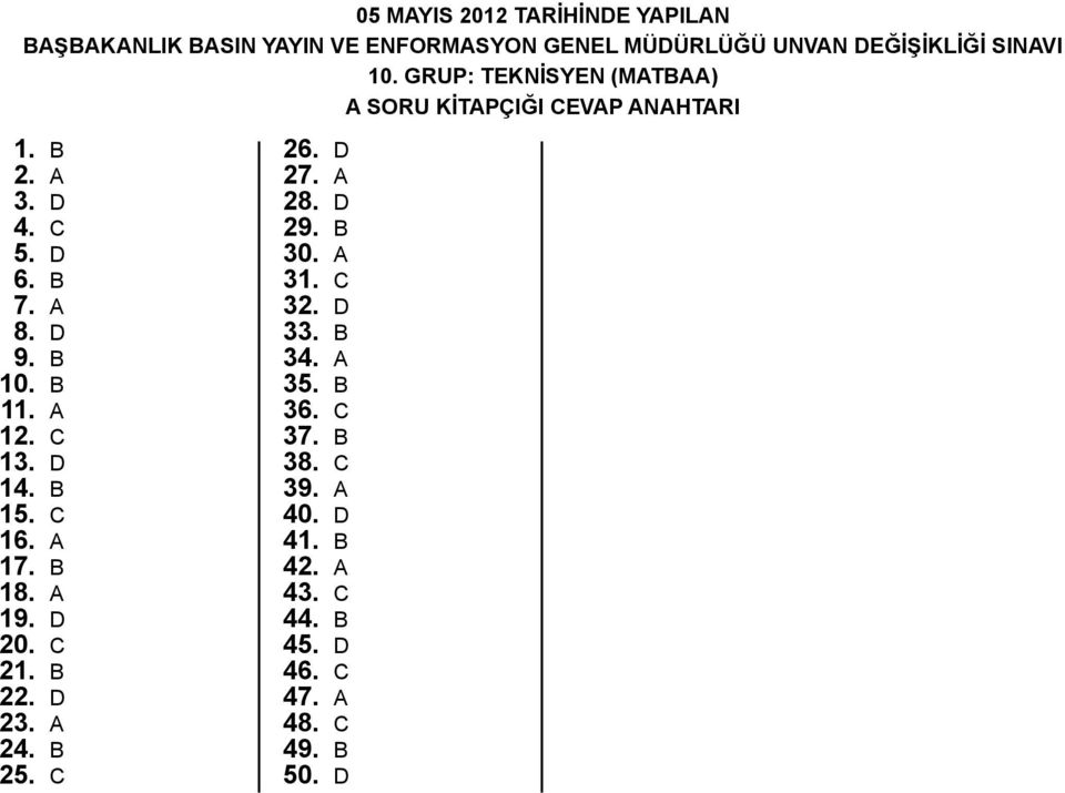 c 13. d 14. b 15. c 16. a 17. b 18. a 19. d 20. c 21. b 22. d 23. a 24. b 25. c 26. D 27. 28. D 29. B 30.