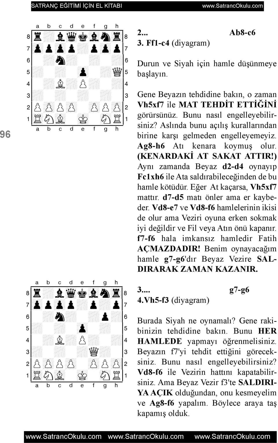 Aslýnda bunu açýlýþ kurallarýndan birine karþý gelmeden engelleyemeyiz. Ag8-h6 Atý kenara koymuþ olur. (KENARDAKÝ AT SAKAT ATTIR!