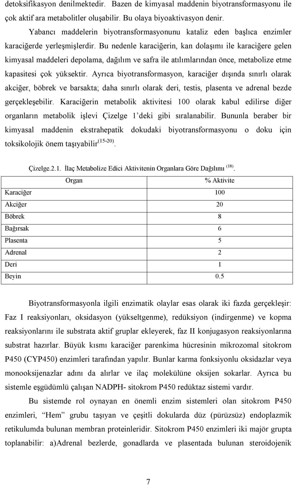 Bu nedenle karaciğerin, kan dolaşımı ile karaciğere gelen kimyasal maddeleri depolama, dağılım ve safra ile atılımlarından önce, metabolize etme kapasitesi çok yüksektir.