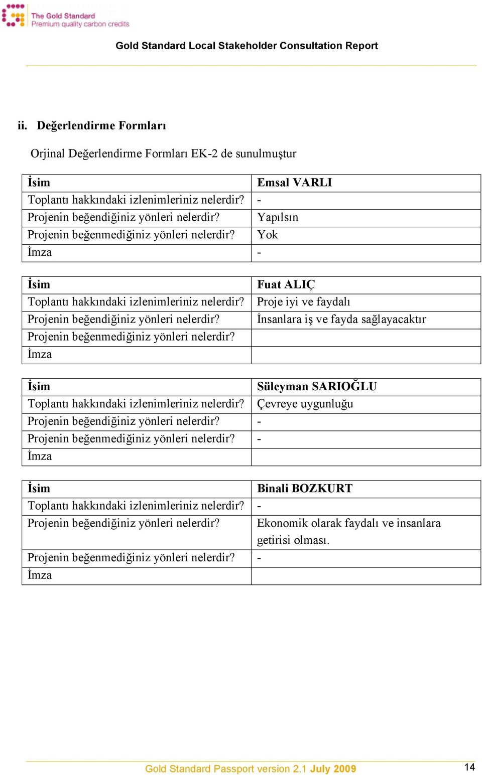 Projenin beğenmediğiniz yönleri nelerdir? İmza Fuat ALIÇ Proje iyi ve faydalı İnsanlara iş ve fayda sağlayacaktır İsim Toplantı hakkındaki izlenimleriniz nelerdir?