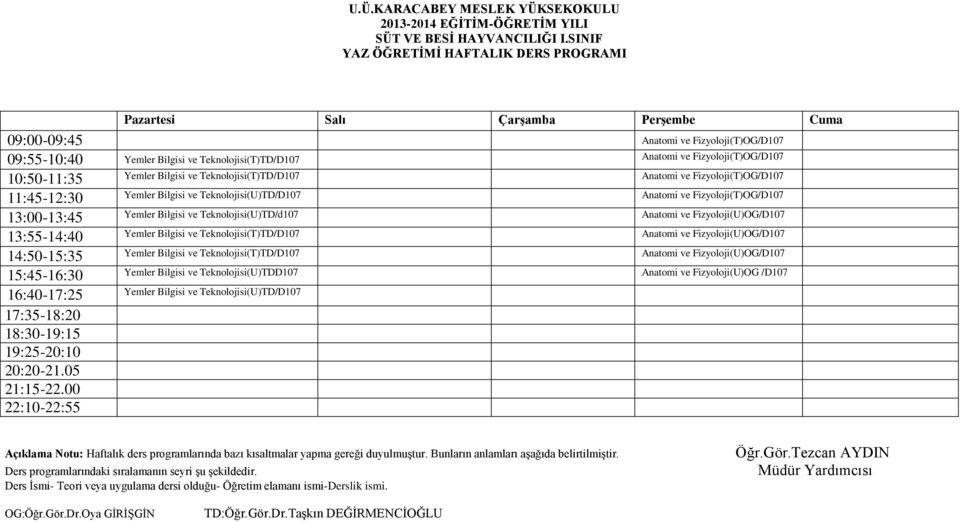Fizyoloji(T)OG/D107 Yemler Bilgisi ve Teknolojisi(U)TD/D107 Anatomi ve Fizyoloji(T)OG/D107 Yemler Bilgisi ve Teknolojisi(U)TD/d107 Anatomi ve Fizyoloji(U)OG/D107 Yemler Bilgisi ve
