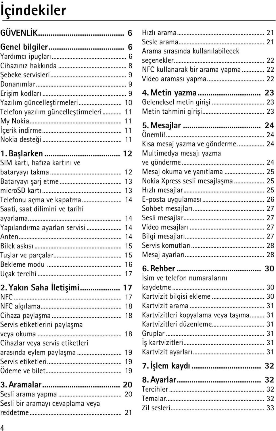 .. 13 microsd kartý... 13 Telefonu açma ve kapatma... 14 Saati, saat dilimini ve tarihi ayarlama... 14 Yapýlandýrma ayarlarý servisi... 14 Anten... 14 Bilek askýsý... 15 Tuþlar ve parçalar.