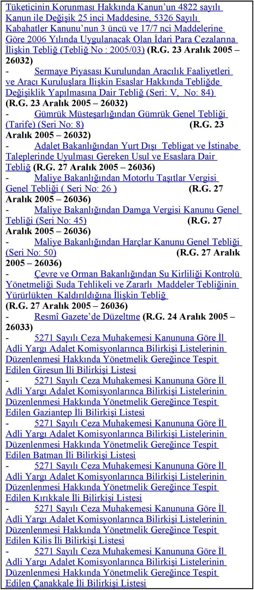 23 Aralık 2005 26032) - Sermaye Piyasası Kurulundan Aracılık Faaliyetleri ve Aracı Kuruluşlara İlişkin Esaslar Hakkında Tebliğde Değişiklik Yapılmasına Dair Tebliğ (Seri: V, No: 84) (R.G.