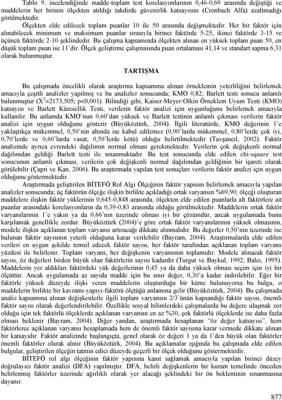 Ölçekten elde edilecek toplam puanlar 10 ile 50 arasında değişmektedir.