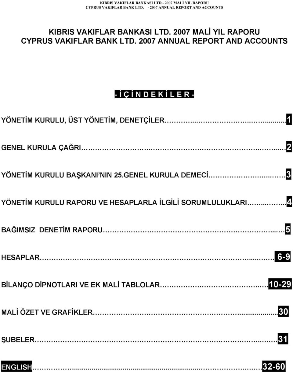 .... 2 YÖNETİM KURULU BAŞKANI NIN 25.GENEL KURULA DEMECİ.... 3 YÖNETİM KURULU RAPORU VE HESAPLARLA İLGİLİ SORUMLULUKLARI.