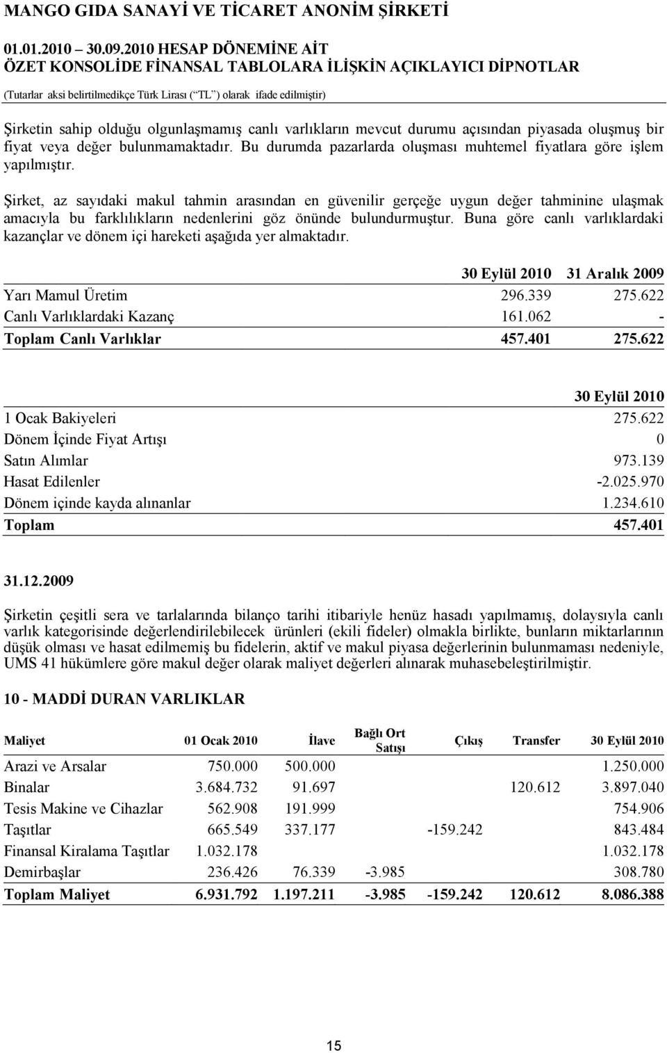 Şirket, az sayıdaki makul tahmin arasından en güvenilir gerçeğe uygun değer tahminine ulaşmak amacıyla bu farklılıkların nedenlerini göz önünde bulundurmuştur.