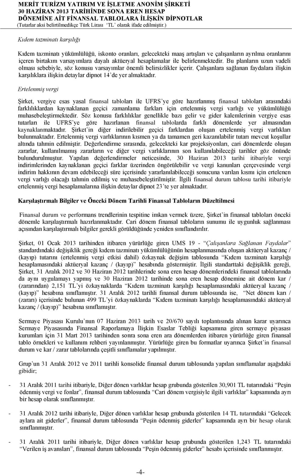 Çalışanlara sağlanan faydalara ilişkin karşılıklara ilişkin detaylar dipnot 14 de yer almaktadır.