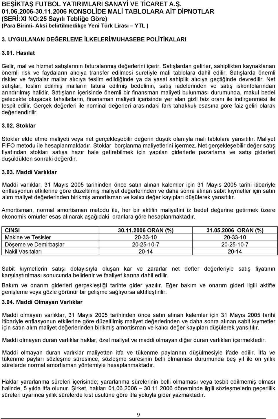 Satışlarda önemli riskler ve faydalar mallar alıcıya teslim edildiğinde ya da yasal sahiplik alıcıya geçtiğinde devredilir.