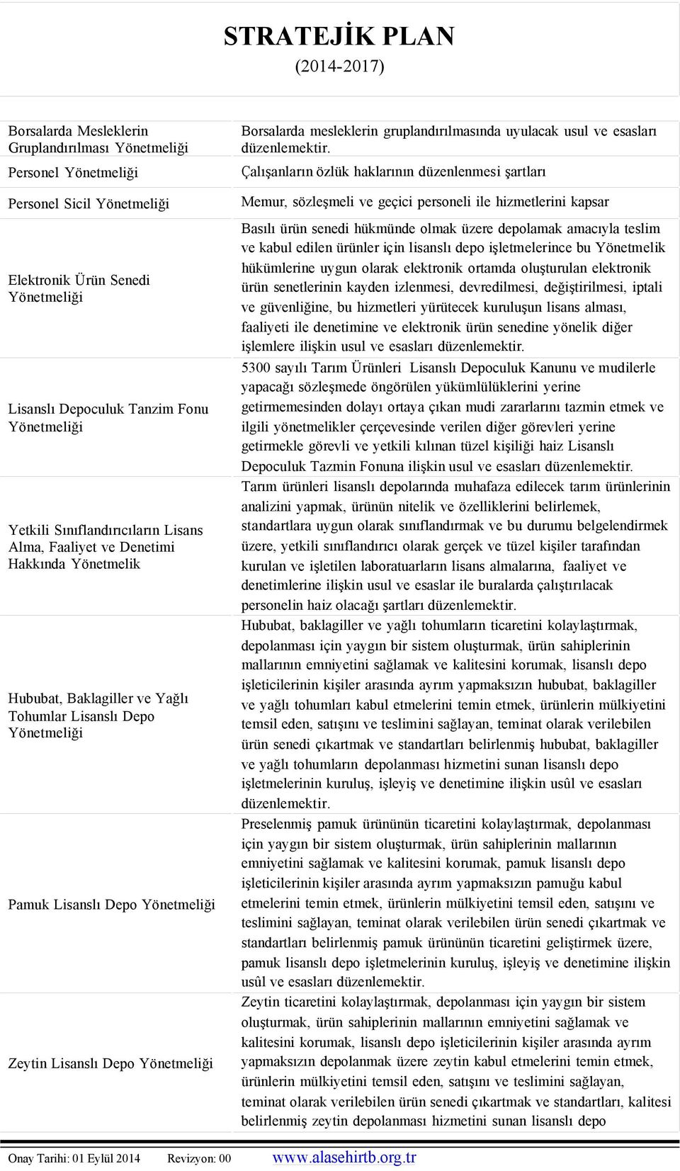 Lisanslı Depoculuk Tanzim Fonu Yönetmeliği Yetkili Sınıflandırıcıların Lisans Alma, Faaliyet ve Denetimi Hakkında Yönetmelik Hububat, Baklagiller ve Yağlı Tohumlar Lisanslı Depo Yönetmeliği Pamuk