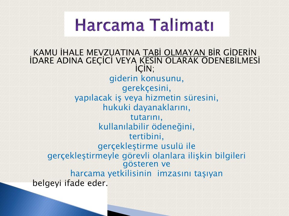 tutarını, kullanılabilir ödeneğini, tertibini, gerçekleģtirme usulü ile gerçekleģtirmeyle