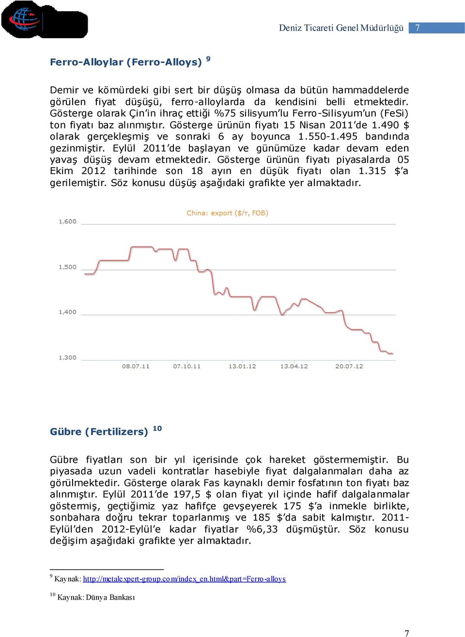 550-1.495 bandında gezinmiştir. Eylül 2011 de başlayan ve günümüze kadar devam eden yavaş düşüş devam etmektedir.