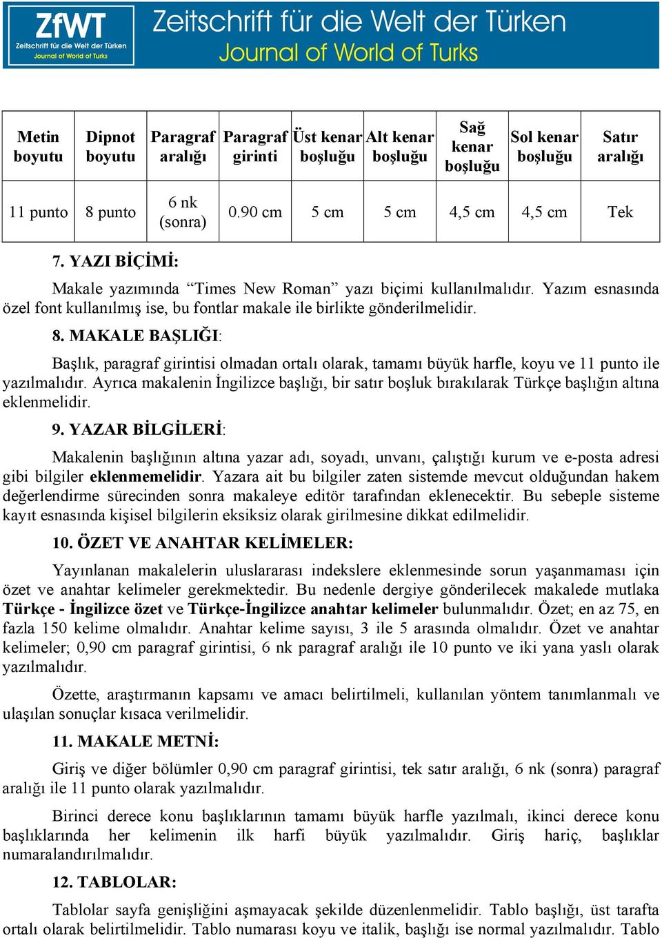 Yazım esnasında özel font kullanılmış ise, bu fontlar makale ile birlikte gönderilmelidir. 8.