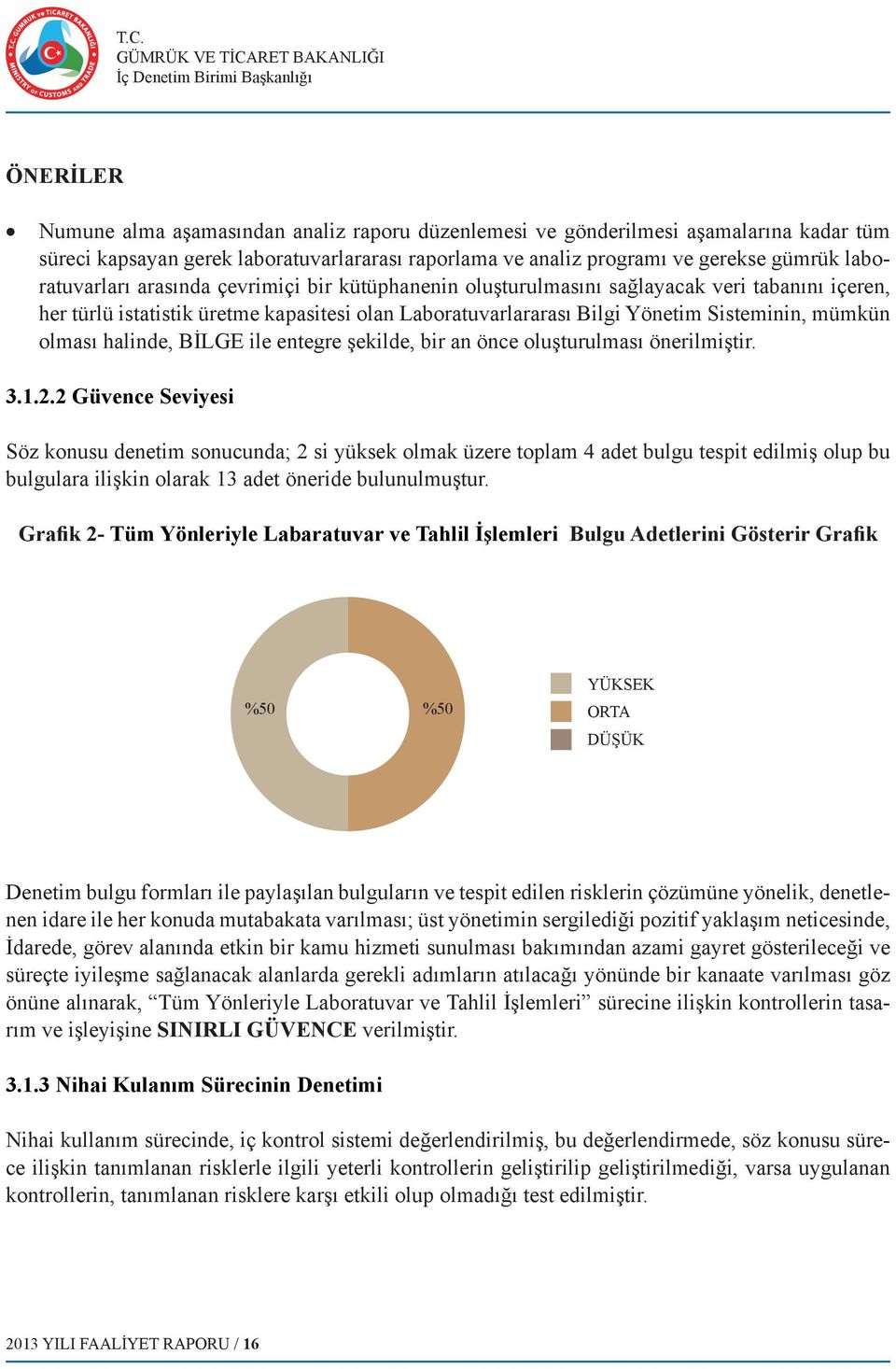 olması halinde, BİLGE ile entegre şekilde, bir an önce oluşturulması önerilmiştir. 3.1.2.