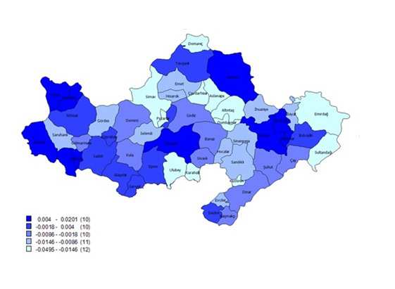 Tablo 4 - Beş Yıllık Nüfus Artış Oranları (2008-2012) 5 Yıllık Nüfus Artış Oranı (%) Türkiye 5,5 Manisa İl Geneli 2,2 Manisa Merkez (Şehzadeler ve Yunusemre) 8,2 Ahmetli 2,0 Akhisar 1,4 Alaşehir 0,6