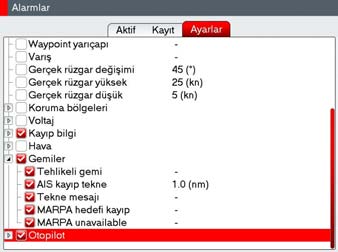 verilip verilmeyece ini kontrol eder. Seçim kutusu, alarm ekran üstü kutusunun görünüp görünmeyece ini ve siren sesinin duyulup duyulmayaca n kontrol eder.